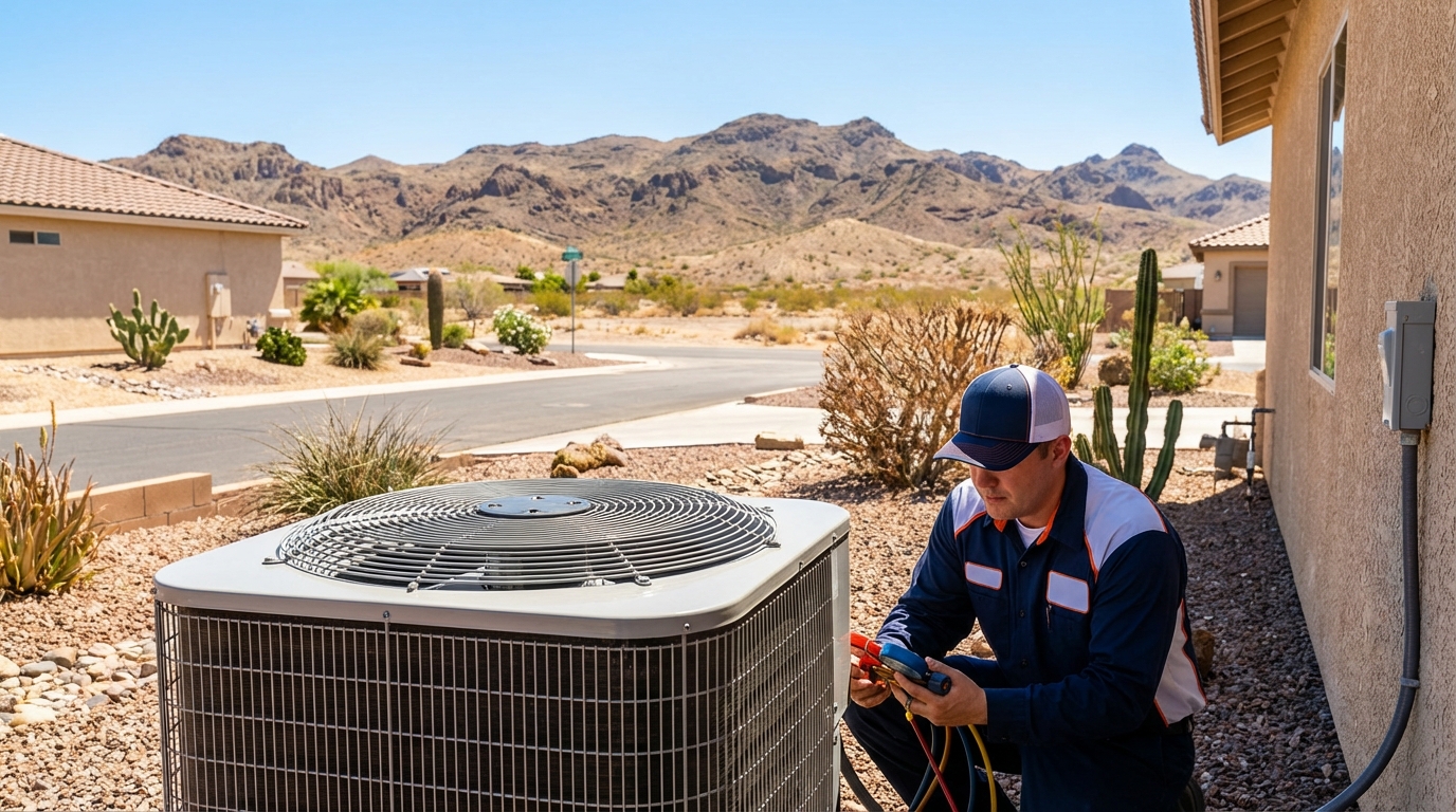 Horizon Air LLC technician performing same-day AC repair in Mohave Valley to restore cooling in the desert heat