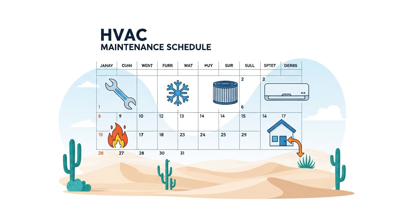 Desert HVAC maintenance calendar for Mohave Valley