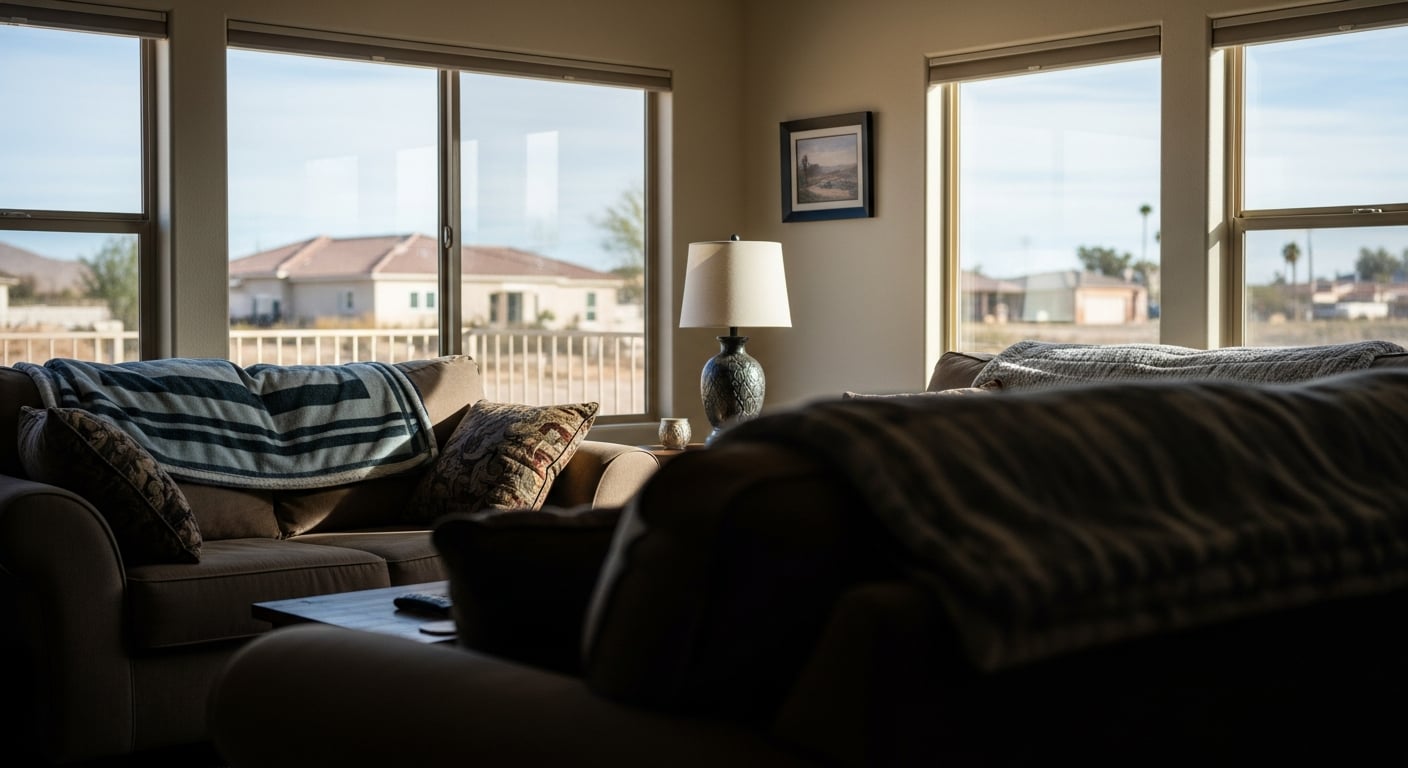 A welcoming Fort Mohave residence at sunset, perfectly prepped for winter with a new furnace installation in Fort Mohave.